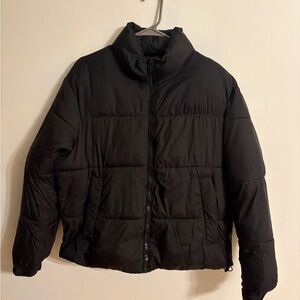 Zara Black Puffer Jacket High Collar Insulated